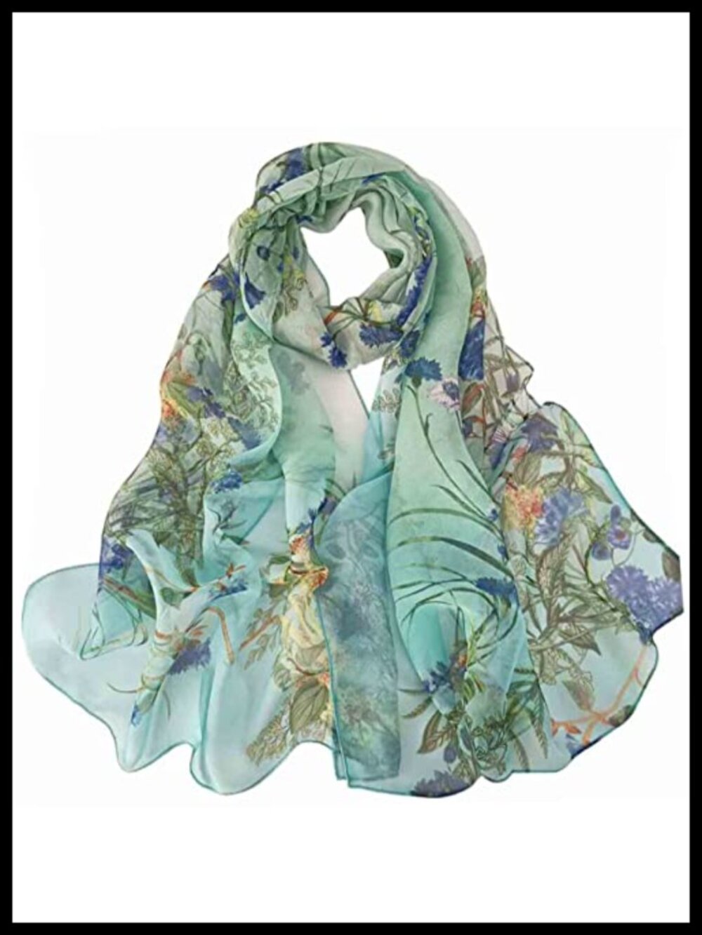 Women's Lightweight Sheer Floral Print Fashion Scarf Shawl Wrap